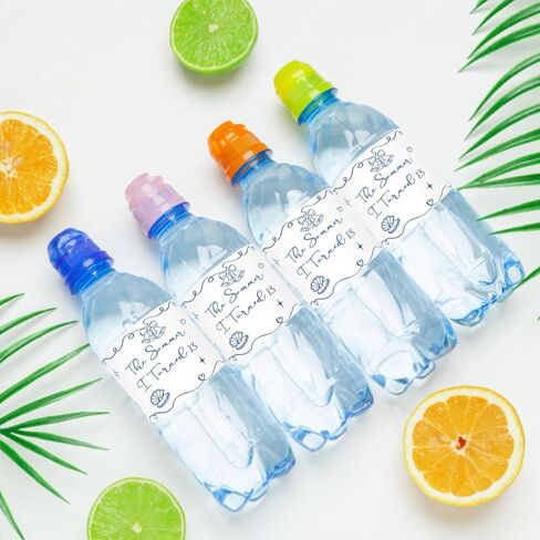 This Summer I Turned 13 Water Bottle Labels, Tropical Teen Boy Birthday Waterproof Labels for Water Bottle, Summer Beach 13th Birthday Party Favor - 32pcs in Saudi Arabia