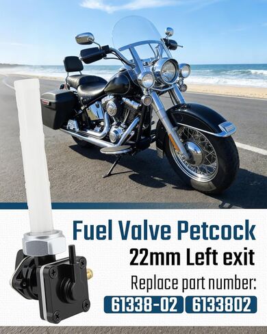 Fuel Valve Petcock 22mm Straight Outlet for Harley Davidson Sportster 883 XL883 1200 XL1200 1995-2006, Replaces 61338-02 6133802, Vacuum System Petcock in Kuwait