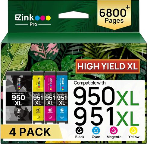 خراطيش حبر 950XL 951XL متوافقة مع خراطيش الحبر HP 950 951 Combo Pack خراطيش حبر 951XL لطابعات HP مع HP OfficeJet Pro 8600 8610 8620 8630 8640 8660 251DW 276DW عالية الإنتاجية 4 عبوات in Kuwait
