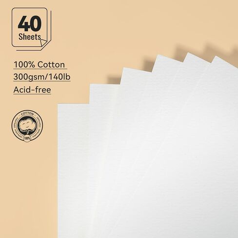 إعادة تعبئة ورق الألوان المائية من LIGHTWISH، مقاس 5.9 × 4.1 بوصة - 40 ورقة إجماليًا (عبوتان من 20 قطعة)، 300 جرامًا للمتر المربع 100% قطن، ضغط بارد، فتحة مثقوبة مسبقًا، ورق فنان خالٍ من الأحماض لمجموعات دفتر رسم الألوان المائية in Kuwait