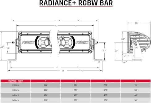 RIGID Industries 230053 Radiance+ شريط إضاءة RGBW مقاس 30 بوصة in Kuwait