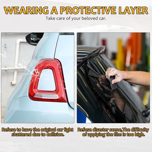 Sekhyna Car Tail Light Lamp Cover Trim Compatible with Fiat 500 2016-2024,Smoked Black Rear Tail Light Shell Trim Cover,Rear Lamp Shade Brake Indicator Light Protection Accessories (Black) in Kuwait