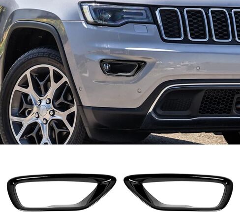 غطاء مصابيح الضباب الأمامية من CheroCar إطار مصباح الضباب بديل لملحقات جيب جراند شيروكي 2014-2017، أسود... in Kuwait
