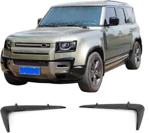 IKON MOTORSPORTS إطار ضوء الضباب، متوافق مع 2020-2026 Land Rover Defender 90/110/130، IKON Style أسود لامع ABS بلاستيك ABS زخرفة مصباح الضباب غطاء من قطعتين in Kuwait