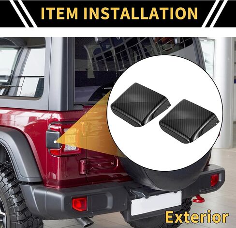 1set Tail Light Lamp Side Cover Trim for Jeep Wrangler JL JLU 18-24 for Jeep Gladiator JT 20-24 Rear Taillights Side Lamp Decor Trim Cover Exterior Carbon Fiber Pattern ABS Black in Kuwait