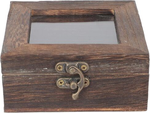 Cabilock Box Specimen Box Wooden Storage Trunks Wood Glass Jewelry Display Case Glass Terrarium with lid Retro Wooden Case Lidded Sample Case Clamshell Rock and roll Acrylic Tray in Saudi Arabia
