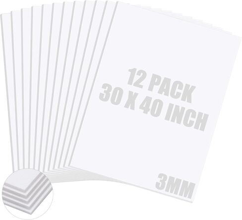 12 Pcs 30" x 40" White Foam Board Bulk Foam Core Backing Board 1/8 Inch Thickness Large Core Poster Boards for Presentations, School, Office, Art Projects in Saudi Arabia
