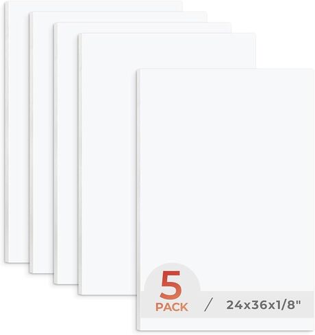 5 عبوات من ألواح الرغوة الأساسية مقاس 24x36 من Frametory بسمك 1/8 بوصة بيضاء سميكة خالية من الأحماض للحرف اليدوية والتأطير ودعم العروض التقديمية in Kuwait