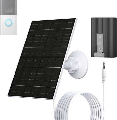 FUTURENZEN 7W Solar Panel Kit with 2600mAh Battery for Ring Video Doorbell 2/3/3 Plus/4, 16.4ft Cable, IP65 Waterproof, 360° Adjustable Mount in Kuwait