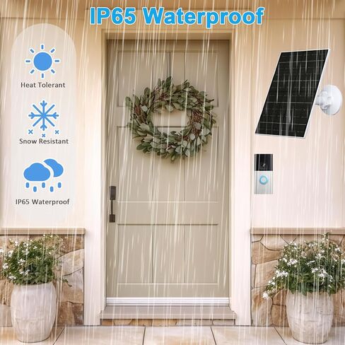 FUTURENZEN 7W Solar Panel Kit with 2600mAh Battery for Ring Video Doorbell 2/3/3 Plus/4, 16.4ft Cable, IP65 Waterproof, 360° Adjustable Mount in Kuwait