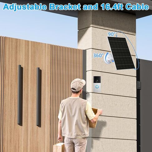 FUTURENZEN 7W Solar Panel Kit with 2600mAh Battery for Ring Video Doorbell 2/3/3 Plus/4, 16.4ft Cable, IP65 Waterproof, 360° Adjustable Mount in Kuwait