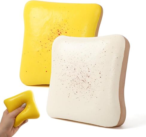 2PCS Bread Butter Squishy, Slow Rising Squishy Toys,Realistic Toast Bread Soft Squeeze for Stress Relief Hand Relax,Party Favor Gift(Yellow+White) in Saudi Arabia