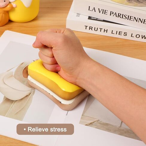 2PCS Bread Butter Squishy, Slow Rising Squishy Toys,Realistic Toast Bread Soft Squeeze for Stress Relief Hand Relax,Party Favor Gift(Yellow+White) in Saudi Arabia