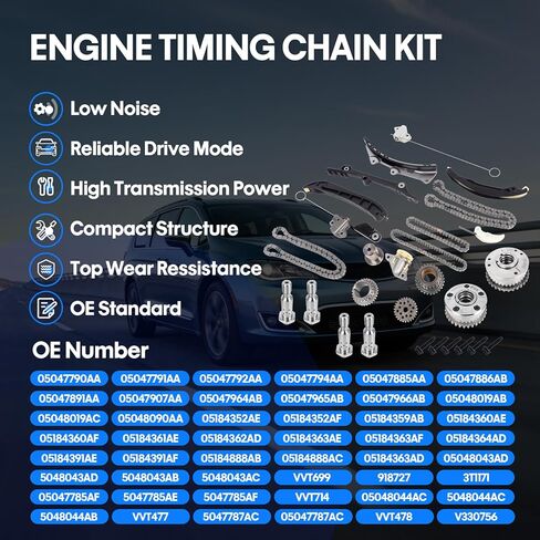 3.6L Timing Chain Kit with VVT Camshaft Sprocket Compatible with 2016-2024 Dodge Durango, for Jeep Wrangler RAM 1500 ProMaster 2500, for 2017-2024 Chrysler Pacifica Pentastar Engine Replacement Parts in Saudi Arabia