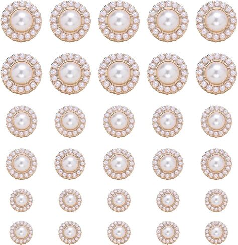 18 Pearl Button for Clothes, Vintage Faux Pearl Sewing Fastener, Round Button Loops, Fastener with Pearl Embellishments, Suitable for Handicrafts, Jackets, Sweaters, and Dresses in Saudi Arabia