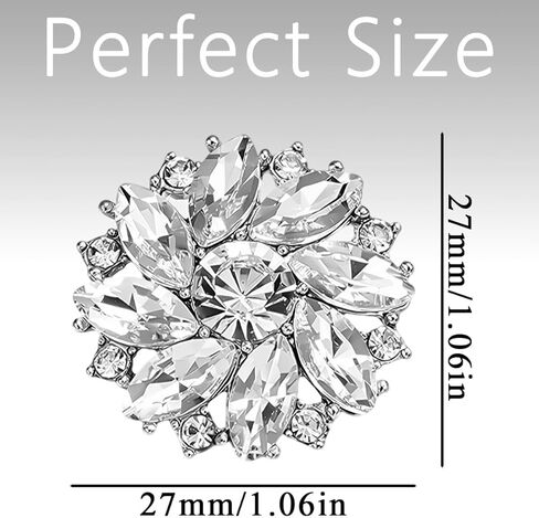 25 Pcs Flower Rhinestone Buttons Silver Snowflake Fashion Crystal Button Rhinestone Buttons Embellishments Accessories 27MM Sparkle Clear Buttons for Clothes in Saudi Arabia