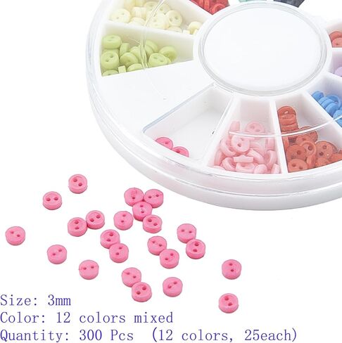300Pcs 3mm Round Resin Button, 2-Hole Flatback Craft Round Blazer Buttons with Box, Suit Coats Fasteners for Shirts Blouse Garments DIY Crafts in Saudi Arabia