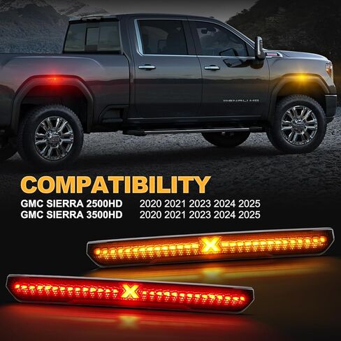استبدال مصابيح العلامات الجانبية Gempro Xstyle لـ GMC Sierra 2500HD 3500HD 2020 2021 2022 2023 2024 2025، طقم مجموعة مصابيح التحديد الأمامية والخلفية للعدسة المدخنة [في انتظار براءة اختراع] in Kuwait