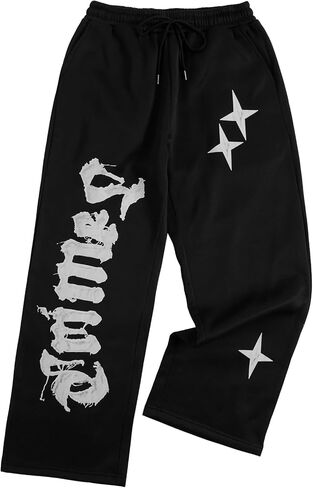 SHENHE Men's Graphic Cross Print Flare Sweatpants Drawstring Gothic Y2k Casual Pants in Saudi Arabia
