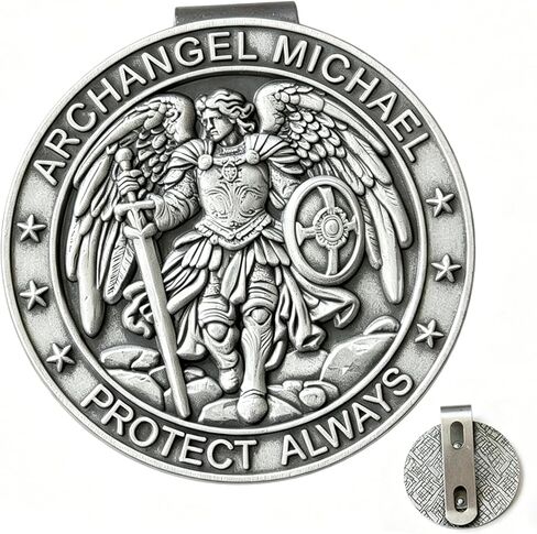 St Michael Archangel Medal for Car, Auto Sun Visor Clip, Saint Michael Vehicle Accessory, Bless Driving Safety and Safe Travel Religious Gift for Driver Family Friend in Saudi Arabia
