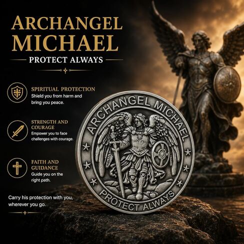 St Michael Archangel Medal for Car, Auto Sun Visor Clip, Saint Michael Vehicle Accessory, Bless Driving Safety and Safe Travel Religious Gift for Driver Family Friend in Saudi Arabia