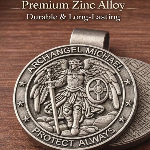 St Michael Archangel Medal for Car, Auto Sun Visor Clip, Saint Michael Vehicle Accessory, Bless Driving Safety and Safe Travel Religious Gift for Driver Family Friend in Saudi Arabia