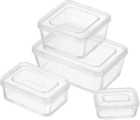 Mini Dollhouse Food Storage Box, Miniature Kitchen Role-Play Plastic Fresh Containers with Lid Perfect for DIY Making & Tiny House Accessories & Craft Model (White 4Pcs) in Saudi Arabia