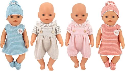 Doll Clothes and Accessories, 4 Set 14 Inch -18 Inch Doll Clothes Includes Doll Outfits Dress Hat Socks in Saudi Arabia