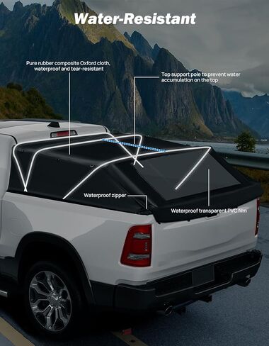JOYTUTUS Truck Bed Soft Topper Compatible with 2019-2024 Ram 1500 with 5.5ft Bed (w/o RamBox) Foldable Camper Shell Truck Top in Saudi Arabia