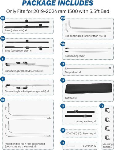 JOYTUTUS Truck Bed Soft Topper Compatible with 2019-2024 Ram 1500 with 5.5ft Bed (w/o RamBox) Foldable Camper Shell Truck Top in Saudi Arabia