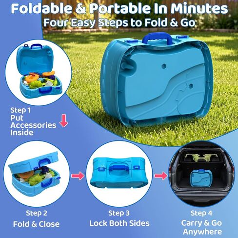 2026 New Foldable Double-Sided Water Table for Toddlers, Kids Water and Sand Park Activity Sensory Playset, Portable Summer Outdoor Water Table Toys, 23 Piece Water Toy Accessories in Kuwait