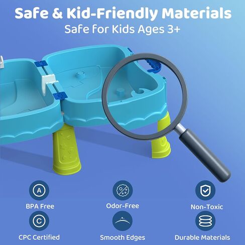 2026 New Foldable Double-Sided Water Table for Toddlers, Kids Water and Sand Park Activity Sensory Playset, Portable Summer Outdoor Water Table Toys, 23 Piece Water Toy Accessories in Kuwait