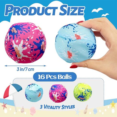 Irrmshr 16 Pack 3" Splash Water Ball,Water Absorbent Balls,Bomb Water Splash Ball for Outdoor Water Fight Game,Swimming Pool,Beach,Summer in Saudi Arabia