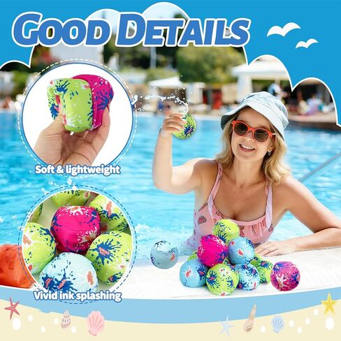 Irrmshr 16 Pack 3" Splash Water Ball,Water Absorbent Balls,Bomb Water Splash Ball for Outdoor Water Fight Game,Swimming Pool,Beach,Summer in Saudi Arabia