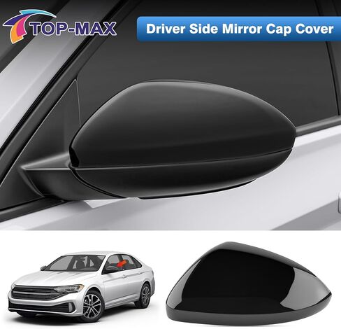 استبدال غطاء المرآة الجانبية للسائق TOP-MAX متوافق مع 2019-2024 Volkswagen Jetta، غطاء غطاء مرآة للإصدار الأمريكي بدون ضوء إشارة الانعطاف يحل محل 17A857537AGRU، أسود in Kuwait