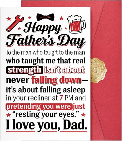 Cute Fathers Day Card, Funny Father's Day Card Gift from Dog, Happy Dog Dad Gifts for Men Husband, 5.3x8 Folded with Envelope and Gold Sticker. in Kuwait