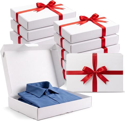 Tlenpo 12 Pack Gift Boxes with Lids, 13×9×2 Inch Black Paper Gift Box with 15m Ribbon, Wrapping Gifts, Deep Clothing Gift Boxes for Robe, Sweater, Shirt and Father's Day and Mother's Day in Saudi Arabia