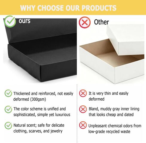 Tlenpo 12 Pack Gift Boxes with Lids, 13×9×2 Inch Black Paper Gift Box with 15m Ribbon, Wrapping Gifts, Deep Clothing Gift Boxes for Robe, Sweater, Shirt and Father's Day and Mother's Day in Saudi Arabia