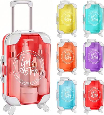 Honeydak 6 Pcs Girl Trips Mini Suitcase Party Favor Gift 6.7 x 3.7 x 1.8 Inches Mini Suitcase Travel Gift Box Favor Luggage Storage Box for Bridal Wedding Beach Bachelorette Party Decor for Girl Women in Kuwait
