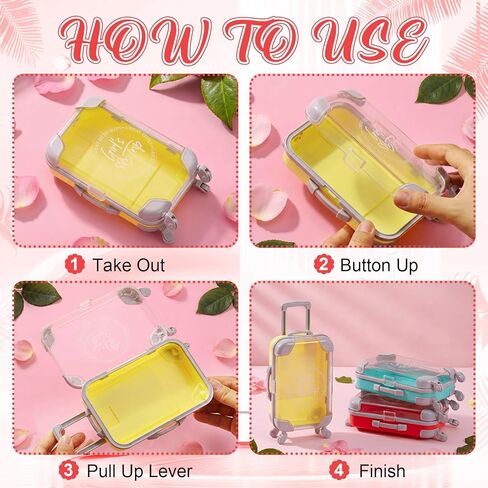 Honeydak 6 Pcs Girl Trips Mini Suitcase Party Favor Gift 6.7 x 3.7 x 1.8 Inches Mini Suitcase Travel Gift Box Favor Luggage Storage Box for Bridal Wedding Beach Bachelorette Party Decor for Girl Women in Kuwait