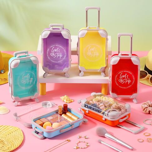 Honeydak 6 Pcs Girl Trips Mini Suitcase Party Favor Gift 6.7 x 3.7 x 1.8 Inches Mini Suitcase Travel Gift Box Favor Luggage Storage Box for Bridal Wedding Beach Bachelorette Party Decor for Girl Women in Kuwait