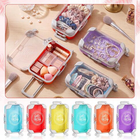 Honeydak 6 Pcs Girl Trips Mini Suitcase Party Favor Gift 6.7 x 3.7 x 1.8 Inches Mini Suitcase Travel Gift Box Favor Luggage Storage Box for Bridal Wedding Beach Bachelorette Party Decor for Girl Women in Kuwait