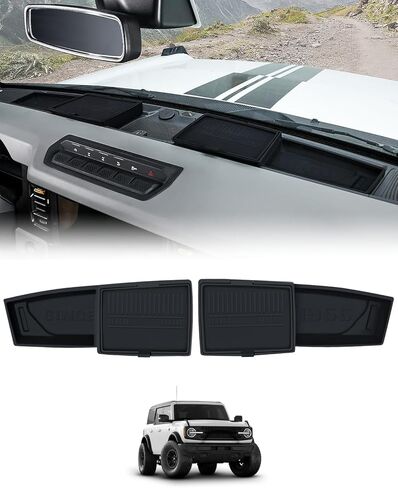 ROADER Bronco Center Console Organizer Compatible with 2021-2025 New Ford Bronco Interior Accessories, Dashboard Behind Screen Storage Tray with Phone Holder Dash Organizer-Black in Saudi Arabia