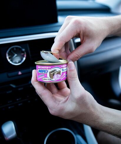 ABRO Scent 12-Pack Organic Air Freshener Can, Bubble Gum Scent, 3 Spill Proof Blocks per Can, Ideal for Car Scents, New Car Smell, Lasts Up to 60 Days, Use in Home, Bathroom, Car or Office in Saudi Arabia