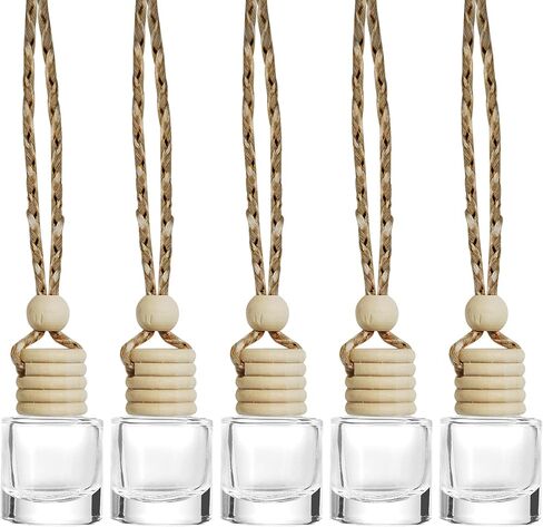 Hanging Car Air Freshener,Empty Glass Perfume Bottlespendant Bottle,Car Accessories Air Freshener Diffuser,Auto Interior Decorationr,Fit for Filling Perfume,Essential Oils (5PCS) in Saudi Arabia