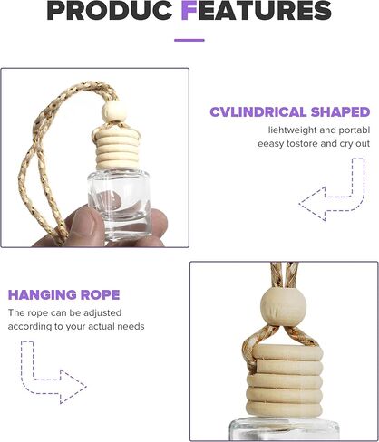 Hanging Car Air Freshener,Empty Glass Perfume Bottlespendant Bottle,Car Accessories Air Freshener Diffuser,Auto Interior Decorationr,Fit for Filling Perfume,Essential Oils (5PCS) in Saudi Arabia
