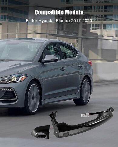 Front Driver Side Left Black Exterior Door Handle with Smart Entry Keyhole 6-Pin, Fit for Hyundai Elantra 2017-2020 Replace 82651-F2200 82652-F2010 in Saudi Arabia