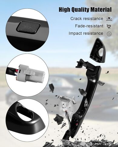 Front Driver Side Left Black Exterior Door Handle with Smart Entry Keyhole 6-Pin, Fit for Hyundai Elantra 2017-2020 Replace 82651-F2200 82652-F2010 in Saudi Arabia