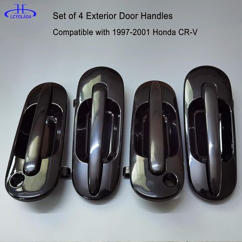 مجموعة من 4 مقابض أبواب خارجية متوافقة مع Honda CR-V CRV 1997 1998 1999 2000 2001، السائق الخلفي الأمامي وجانب الراكب # 77609، 77628، 77623، 77639، أسود أملس in Kuwait