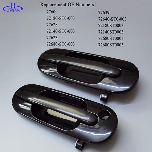 مجموعة من 4 مقابض أبواب خارجية متوافقة مع Honda CR-V CRV 1997 1998 1999 2000 2001، السائق الخلفي الأمامي وجانب الراكب # 77609، 77628، 77623، 77639، أسود أملس in Kuwait